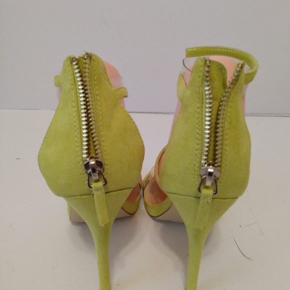 Shoe Dazzle Faux Suede Clear Strappy Zip 5" Heels sz 9 - Picture 5 of 10